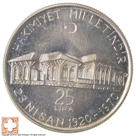 Silver 1970 Turkey 25 Lira World Silver Coin 149 Grams Property