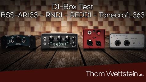 [DE] DI-Box Test - BSS-AR133 - RNDI - REDDI - Tonecraft 363 - YouTube