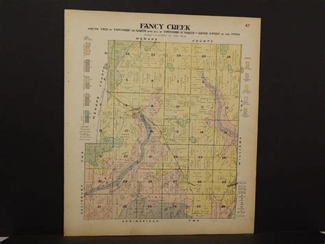 Illinois Sangamon County Map Fancy Creek Township 1914 J10#13 | eBay