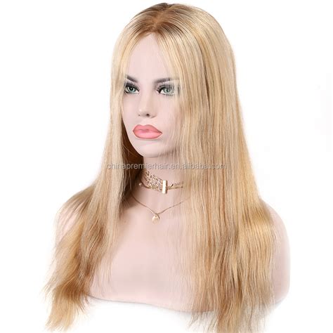 cambodian unprocessed virgin blonde hair double drawn full hand tied silk base wig for white