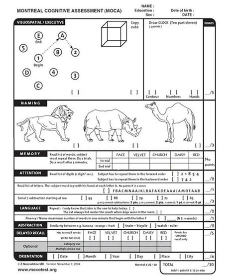 Montreal Cognitive Assessment Fill Online Printable Fillable Blank