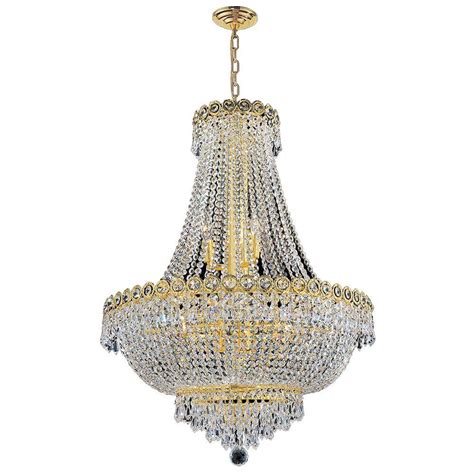 Worldwide Lighting Empire 12 Light Polished Gold Chandelier With Clear