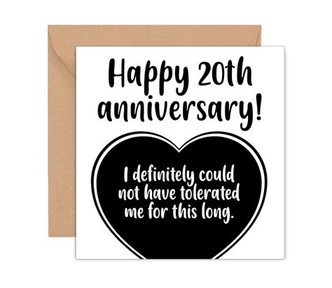 Funny 20th Anniversary Card Funny 20 Year Anniversary Card Etsy