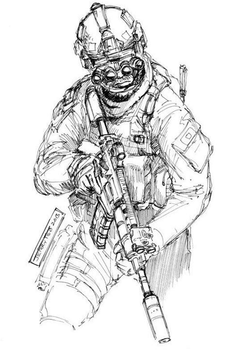 Teo Nvg Operator Military Drawings Soldier Drawing Military Art