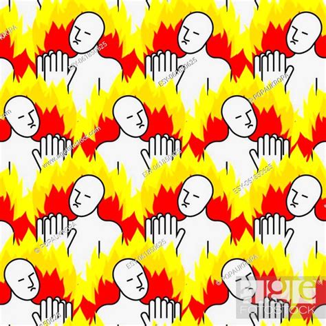 Sinner Pattern Seamless Sinner In Fire To Repent Texture Stock Vector