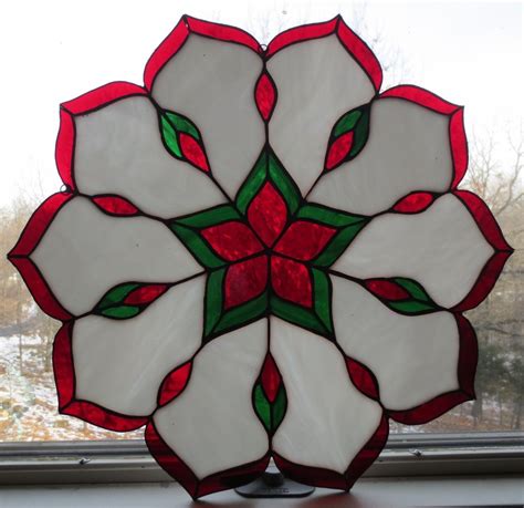 Christmas Candy Cane Kaleidoscope Stained Glass Window Stained Glass