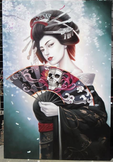 Geisha Painting Oil Painting On Canvas 80x120 Cm Etsy