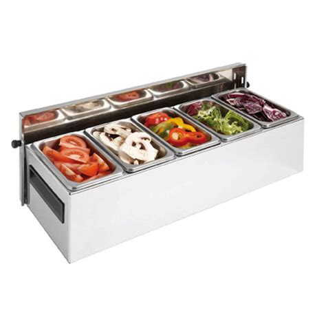 Matfer Bourgeat 511510 Condibox 5 Compartment Stainless Steel Condiment Bar
