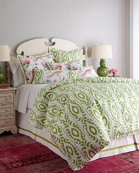 The Freshness Of The Green Ikat Print On The Duvet Is Really The