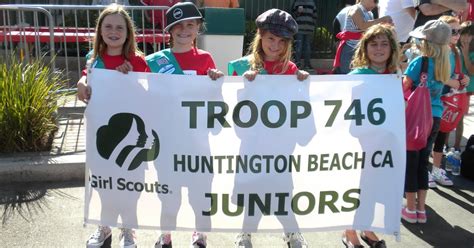 HUNTINGTON BEACH GIRL SCOUT TROOP 746 ANGEL GAME And BANNER PARADE