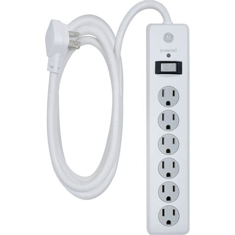 Ge 6 Outlet Surge Protector 10 Ft Extension Cord White 14092