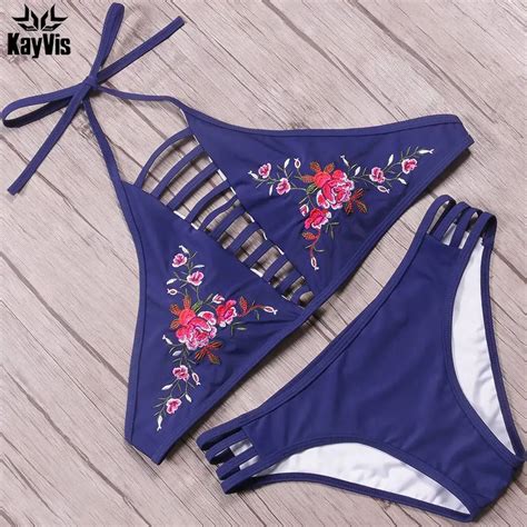 Kayvis 2019 Sexy High Neck Bikini Women Swimsuit Swimwear Cut Out Retro Push Up Bikini Set