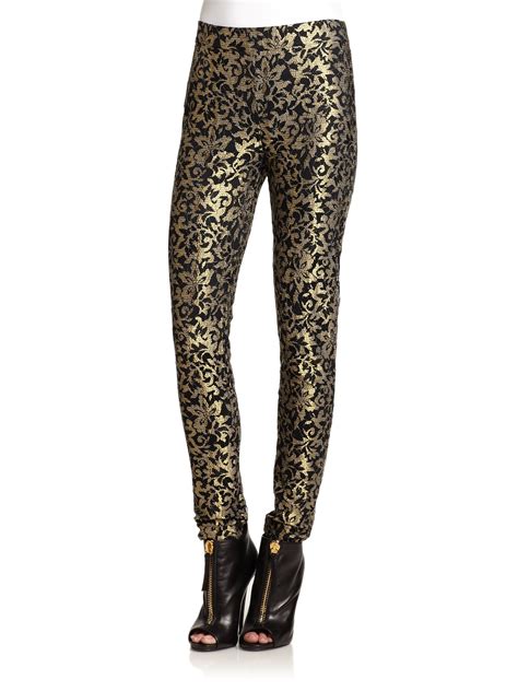 Lyst Haute Hippie Metallic Lace Leggings In Black