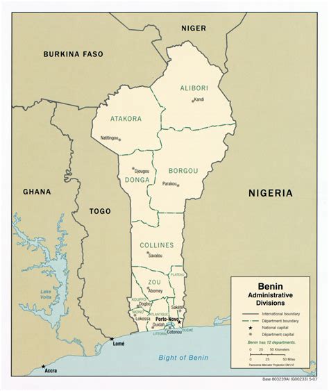 Large Scale Administrative Divisions Map Of Benin 2007 Benin