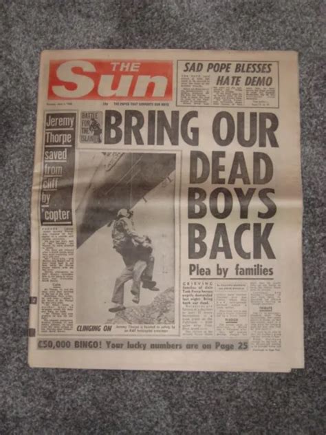 The Falklands War Original Newspaper The Sun From June