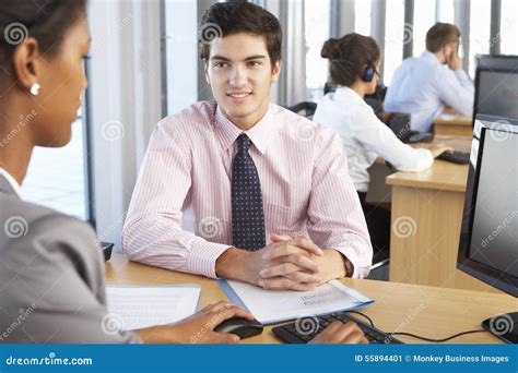 New Employee Starting Work In Busy Office Stock Image Image Of People