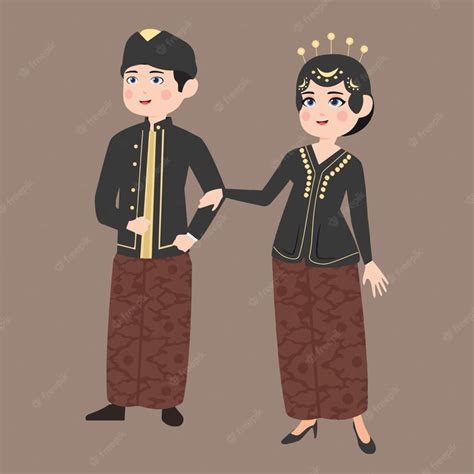Premium Vector Cartoon Wedding Couple Wearing Traditional Javanese