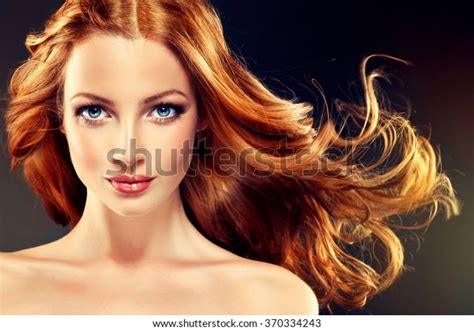 Beautiful Model Long Curly Red Hair Stock Photo Edit Now 370334243