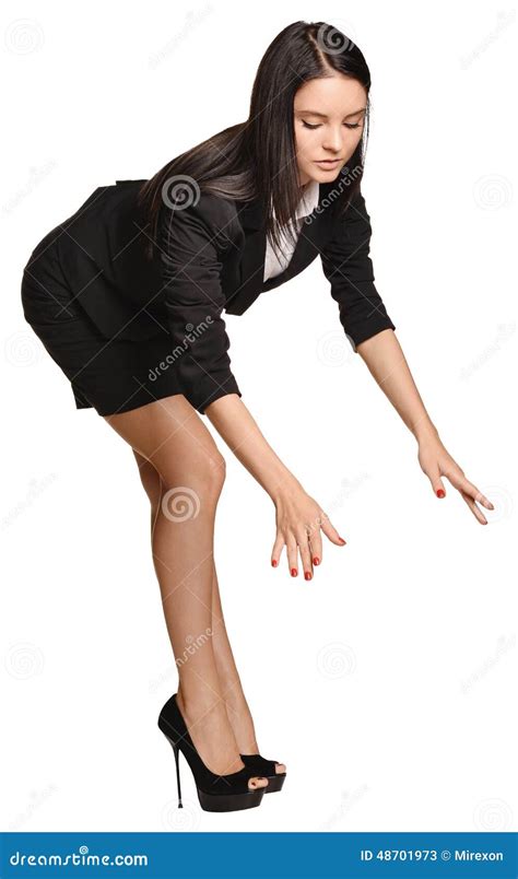 Beautiful Girl Leaning Over Stretched Hands Down Stock Image Image