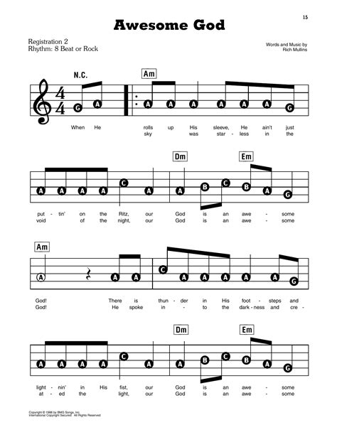 Awesome God Sheet Music Rich Mullins E Z Play Today