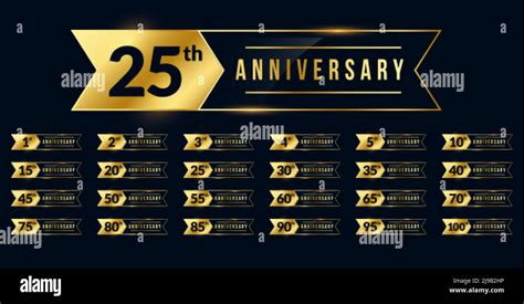 Ribbon Style Anniversary Golden Labels Set Stock Vector Image And Art Alamy