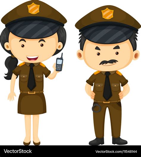 Police Officers In Brown Uniform Royalty Free Vector Image