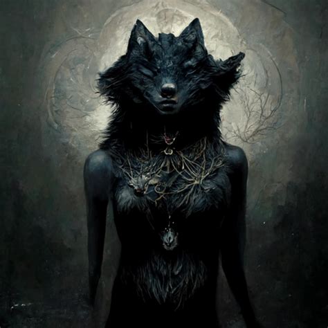 Wolf Goddess Dark Fantasy Midjourney Openart