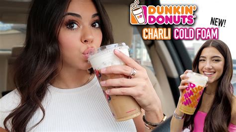 Trying New Charli Cold Foam Drink From Dunkin Youtube