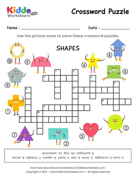 Free Printable Crossword Puzzle Shapes Worksheet Kiddoworksheets