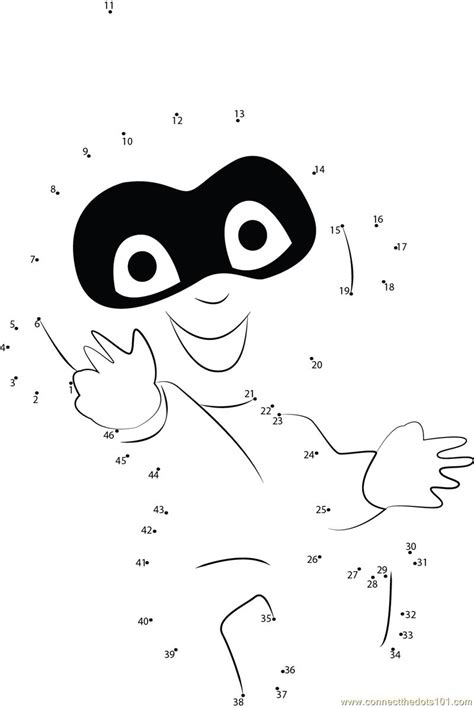 Counting, coordination, handwriting, focus to fine motor skills. The Incredibles Laugh dot to dot printable worksheet ...