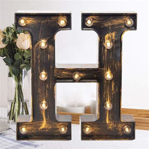 Oycbuzo Golden Black Led Marquee Letter Industrial Vintage Style