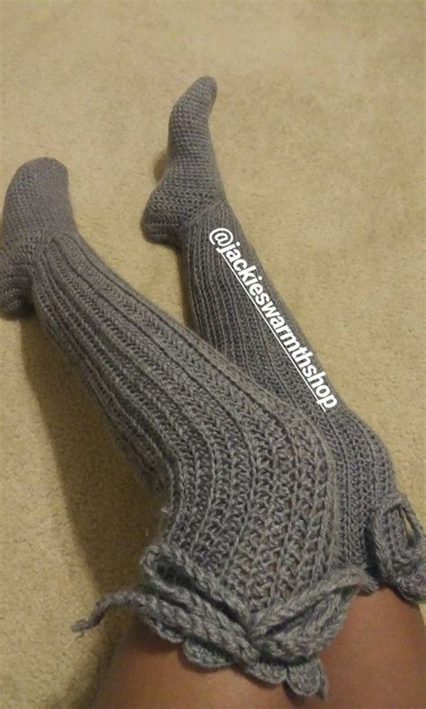 Pattern Only Crochet Thigh High Socks Makes Size Xs Xxl Etsy Sock Patterns Crochet Socks
