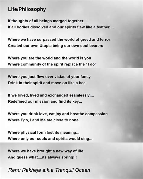 Lifephilosophy Lifephilosophy Poem By Renu Rakheja Aka Tranquil Ocean