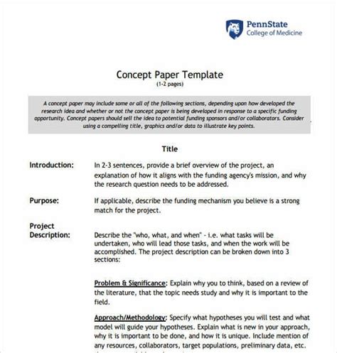 concept paper    sample paper templates  ms