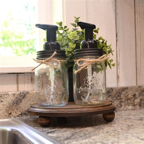 Foaming Soap Dispenser Set With Pedestal Farmhouse Kitchen Etsy