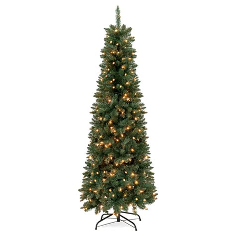 Best Choice Products 6ft Pre Lit Hinged Fir Artificial Pencil Christmas