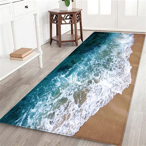 Beach Waves Living Room Rug Bedroom Antiskid Soft Solid Carpet Hallway