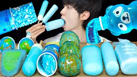 ASMR ICE CREAM BLUE PARTY 다양한 블루 아이스크림 젤리 먹방 DESSERTS JELLY CANDY MUKBANG EATING SOUNDS 咀嚼音