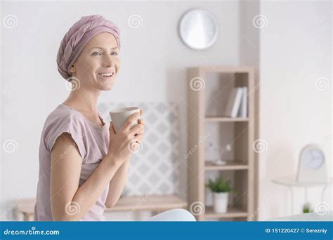 Happy Woman After Chemotherapy Drinking Tea At Home Stock Image Image Of Drinking Drink