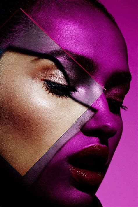 Yadim Makeup Artist Plexiglass Graphic Colorful Dramatic Shadow Beauty Shoot With Model Camila