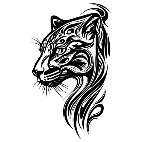 Panther Head Tribal Tatto Line Art Hand Drawn Illustration 21568773