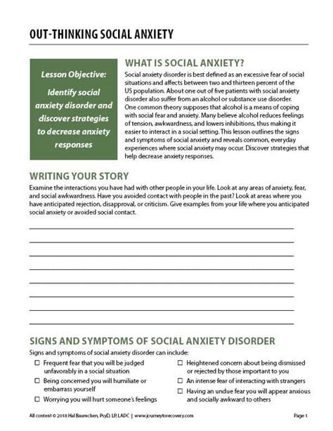 20 Social Anxiety Worksheets Worksheets Decoomo