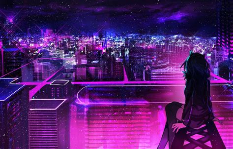 Anime Neon City Wallpapers Top Free Anime Neon City Backgrounds Wallpaperaccess