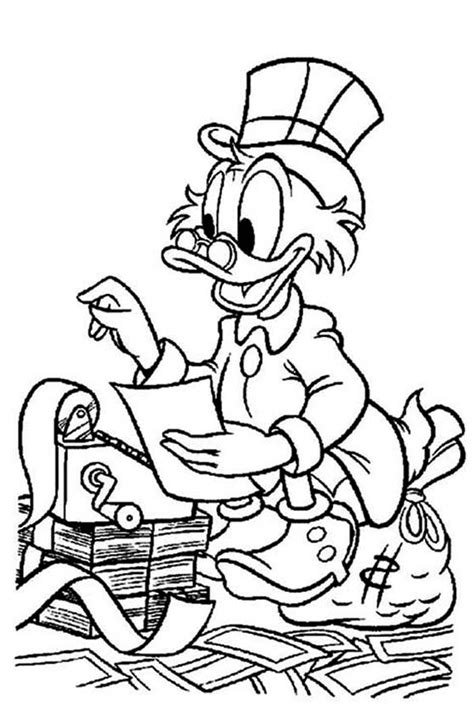 Uncle Scrooge Mcduck Try To Count All His Money Coloring Page : Kids Play Color | Coloring pages