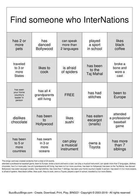 Human Bingo Internations Bingo Cards To Download Print And Customize