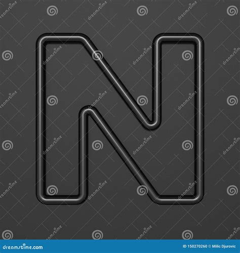 Letra Negra N 3d De Fuente De Esquema Stock De Ilustración