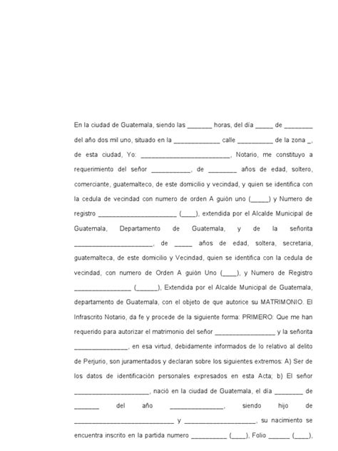 Acta De Matrimonio Matrimonio Información Del Gobierno