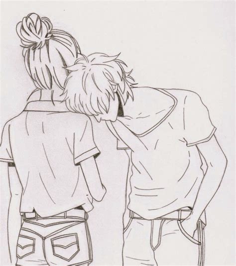 Image of anime couple sketch gifs tenor. Cute Couple Drawing Ideas at PaintingValley.com | Explore ...