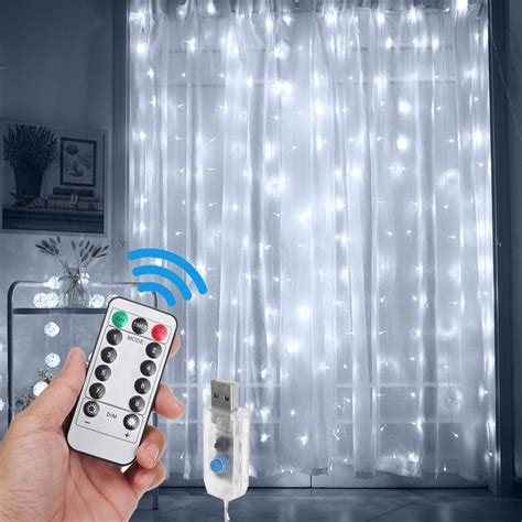 10ft X 10ft 300 Led Window Curtain Lights With Remote Control 8 Modes