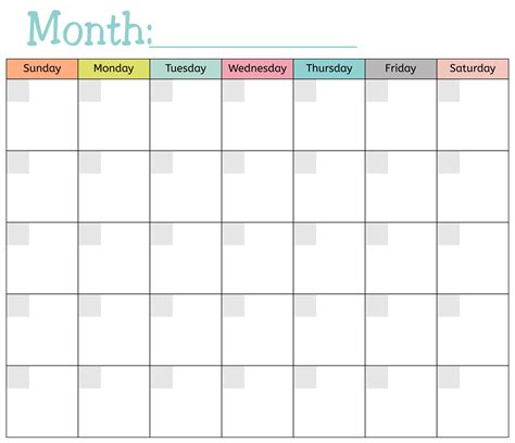 Blank Monthly Calendars To Print Blank Calendar No Dates Example Calendar Printable